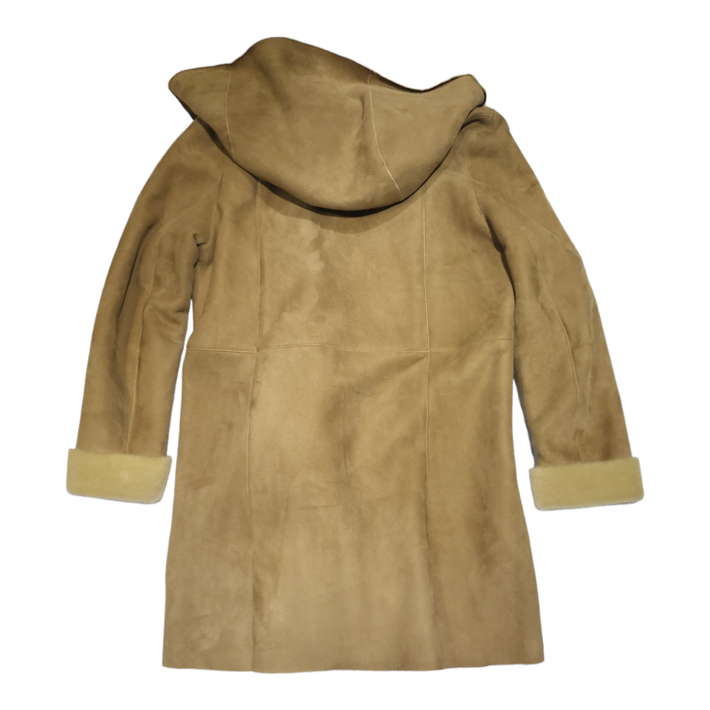 Abrigo piel vuelta beige con capucha ⭐
